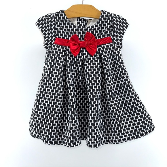 Nannette Baby Other - Nannette Baby Girls Black and White Kids Dress with Red Bow Holiday Christmas